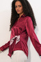 Women's Double-Breasted Satin Shirt 20386 - Burgundy - 2