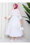 Women's White Asymmetrical Layered Ruffle Skirt with Elastic Waist Asf398 - 2