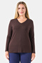 11092Ts Bi̇tter V-Neck Long Sleeve Basic Knitted Blouse