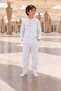 Children's Hajj Umrah Outfit Muslin Fabric Stand Collar Boys' Two-Piece Suit - White