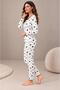 Women's Long Sleeve Half Placketed Report Interlock White Pajama Set C8T2N98 - 4