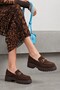 Funta Women's Suede Brown Suede Gold Metal Buckle Thick Threaded Sole Loafer Shoes - 8