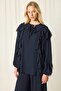 Women's Ruffle Pants and Top Set - Navy Blue - 2