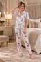 Women's Flower-Patterned Comfortable Fit Pajama Set - 5