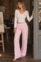 Women's Pink Bow Patterned Lace Detailed Long Sleeve Cotton Pajama Set