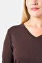11092Ts Bi̇tter V-Neck Long Sleeve Basic Knitted Blouse - 5