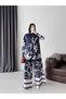 Women's Navy Blue Chokella Fabric Floral and Polka Dot Printed Double Set Jen26125 - 2