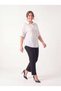 Women's Plus Size Striped Shirt Oversize Loose Short Sleeve Viscose White - 5