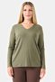 11092Ts Khaki V-Neck Long Sleeve Basic Knitted Blouse