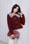 Lace Collar Buttoned Pocketed Cardigan