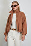 Polo Neck Cashmere Bomber Jacket with Zipper Pockets - 4