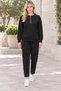 Women's Half Zipper Long Sleeve Sweatshirt and Elastic Waist Lace-Up Pocket Pants Two Piece Set Stylish Casual Bottom Top Set Black - 4