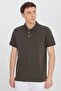 Men's Khaki 100% Cotton Slim Fit Polo Collar T-Shirt