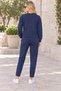 Women's Half Zipper Long Sleeve Sweatshirt and Elastic Waist Lace-Up Pocket Pants Two Piece Set Stylish Casual Bottom Top Set Navy Blue - 3