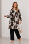 Women's Patterned Plus Size Viscose Cotton Tunic with Elastic Sleeves - 2