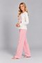 Women's Breakfast Club Printed Pink Wide-Leg Cotton Pajama Set - 3