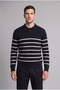 Standard Fit Striped Polo Collar Knit Sweater H7022Ax26Au