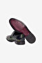 Men's Navy Blue 100% Leather Classic Patent Leather Shoes - 4