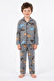Dinosaur Patterned Buttoned Boys' 2-Piece Pajama Set - 2