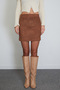 Elastic Waist Mini Suede Skirt - 3