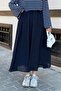 Belted Pocketed Hijab Skirt Navy Blue - 4