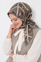 Ls2208 Patterned Cotton Silk Scarf 90X90 cm 05-Dark Gray-Light Mink-Gold
