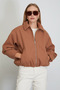 Polo Neck Cashmere Bomber Jacket with Zipper Pockets