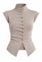 Mink Ruffle Buttoned Sleeveless Cardigan - 261018