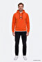 Men's Orange Warm Standard Fit Regular Cut Hooded Fleece - 4