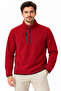 Men's Polar Fleece Stand Collar Half Zipper Regular Fit Winter Sweatshirt with Zippered Chest Pocket - Burgundy - 3