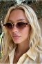 Berina Unisex Ellipse Gold Framed Ultra Light Brown Sunglasses with Uv400 Filter