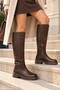 Harnes Zippered Belt Buckle Casual Women's Riding Boots - 4