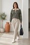 Women's Striped Polo Collar Knit Sweater