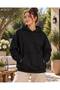 Women's Hooded Oversize Sweatshirt - Plain Basic Cotton Sweatshirt with Kangaroo Pocket