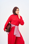 Women's Crew Neck Asymmetrical Cut Set Red - 3