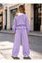 Girl's One-Shoulder Detailed Sweatshirt and Wide-Leg Sweatpants 2-Piece Set - 2