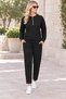 Women's Half Zipper Long Sleeve Sweatshirt and Elastic Waist Lace-Up Pocket Pants Two Piece Set Stylish Casual Bottom Top Set Black - 5