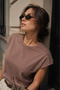 Women's Light Brown Pearl Accessory Detailed Short Sleeve Viscose Blouse - 4