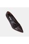Women's Bitter Brown Pointed Toe Metal Heeled Leather Stiletto - 7