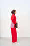 Women's Crew Neck Asymmetrical Cut Set Red - 4