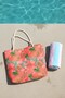 Floral Patterned Coral Beach Bag - 7