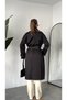 Women's Black Belted Double-Breasted Trench Coat Long Sleeve Double Row Buttoned Lined Belted Trench Coat Jacket - 5