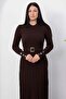 Crew Neck Pleated Skirt Belted Knitwear Dress Pl4075 - 2