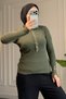 44310 - Stylish, Comfortable, Soft Cotton-Polyester Fabric, Collar Button Detail, Women's Knitwear, Ribbed Short Sweater - 2