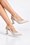Inaros Women's Pointed Toe Open Back Thin Heeled Shoes - Beige - 3