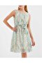 2501 Patterned Zero Sleeve Chiffon Dress - Mint - 3