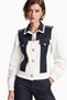 Denim Detailed Buttoned White Jacket