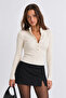 Turtleneck Women's Knitwear Sweater with Snap Button Detail |   Mkw5311605-1 - 2