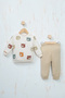 Rochababy Baby Cute Bear Patterned Snap Fastener Shoulder Sweatshirt and Sweatpants Set - 5