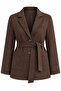 Brown Suede Textured Belted Jacket - 2Y85151